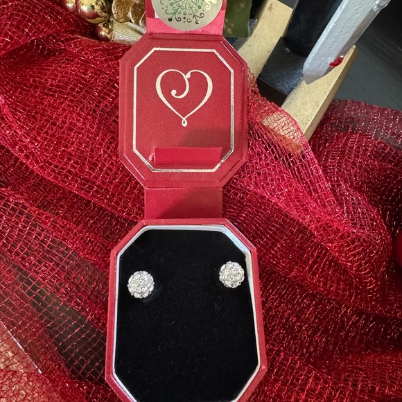 Retired Brighton Silver Stud Earrings With Rhinestones - Picture 4 of 7